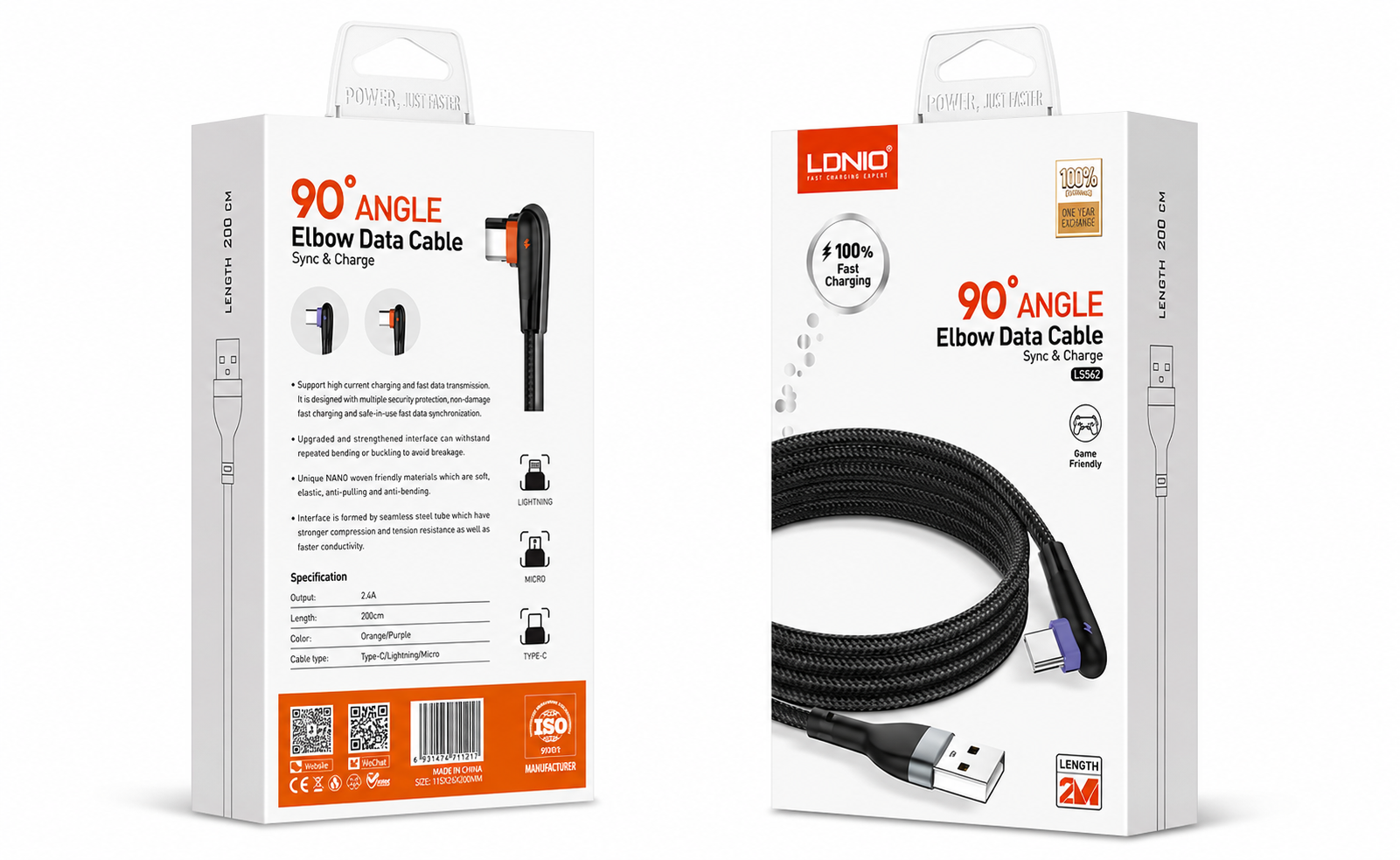 Cable USB a Tipo C / LDNIO LS562 NEGRO