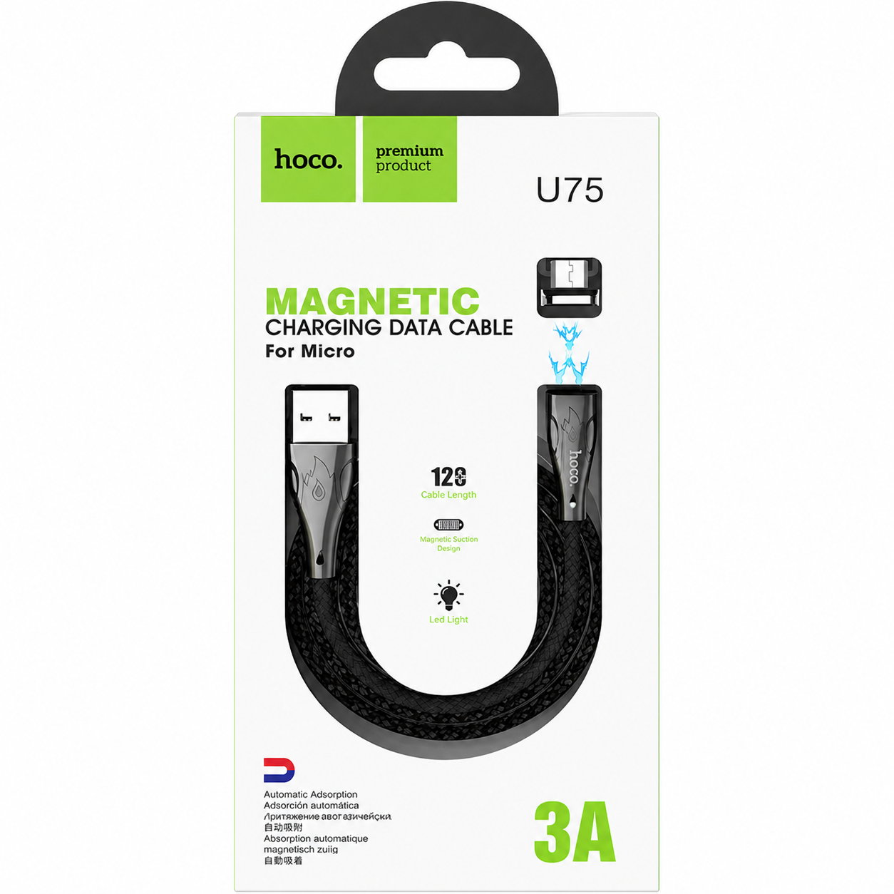 Cable USB a Micro-USB Hoco U75 con carga magnética