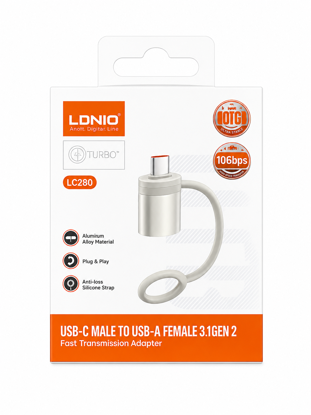 Adaptador USB-C macho a USB-A hembra 3.1 Gen 2 LDNIO / LC280