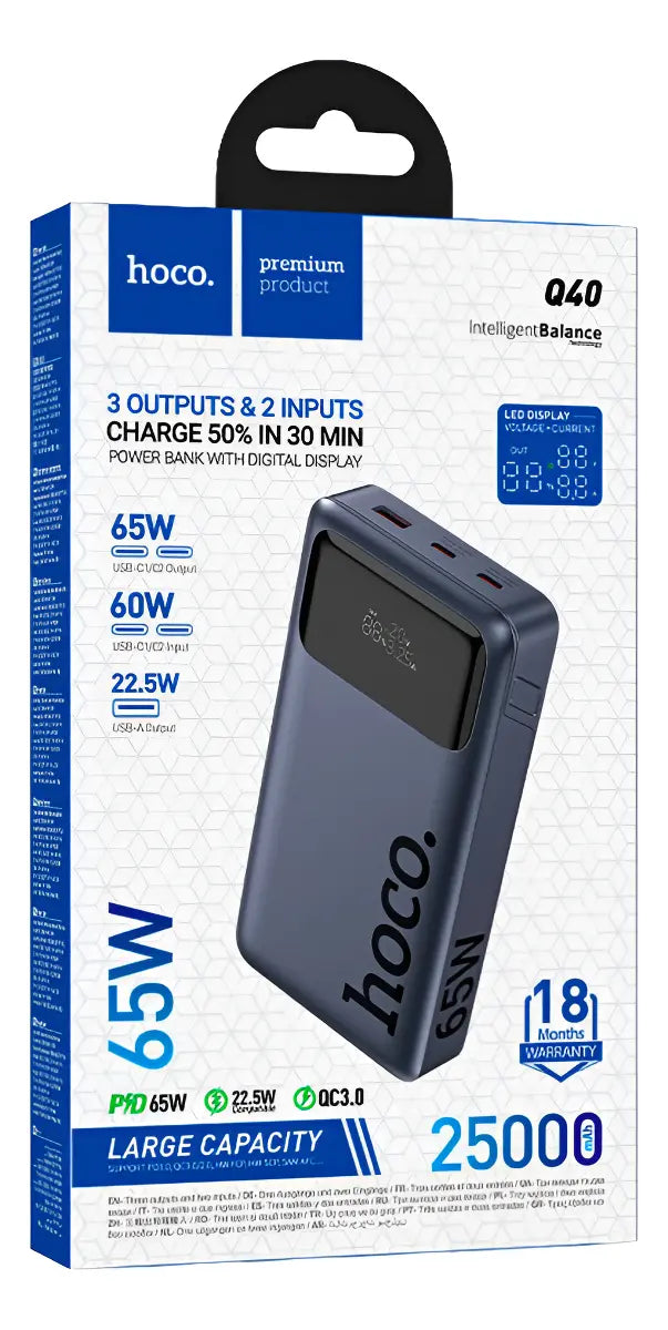 Cargador portatil Hoco Q40 / 25000mah 65w