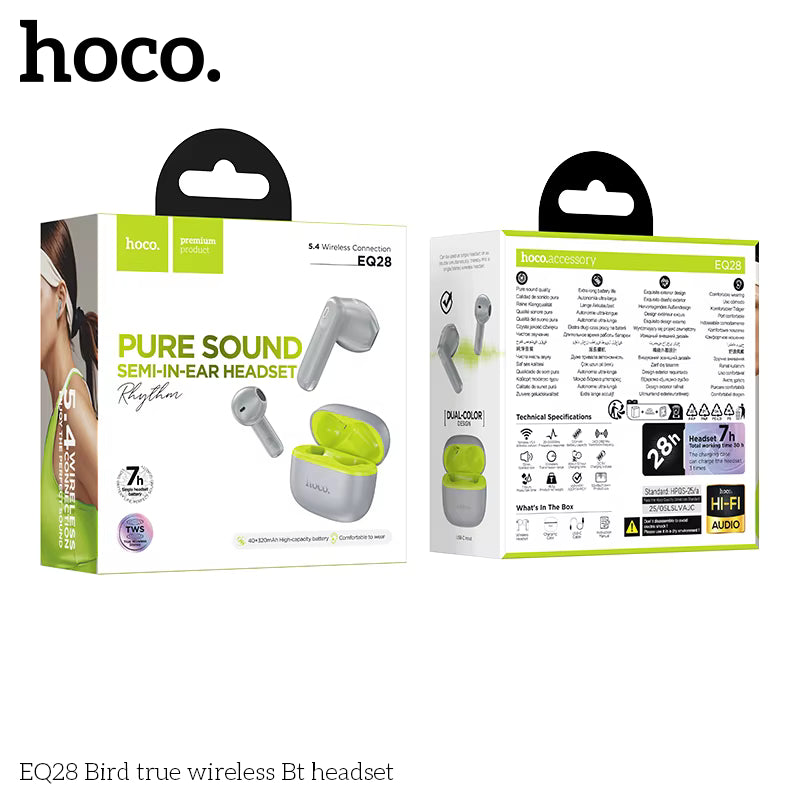Audífonos Inalámbricos Hoco Eq28 Bluetooth 5.4 Gris