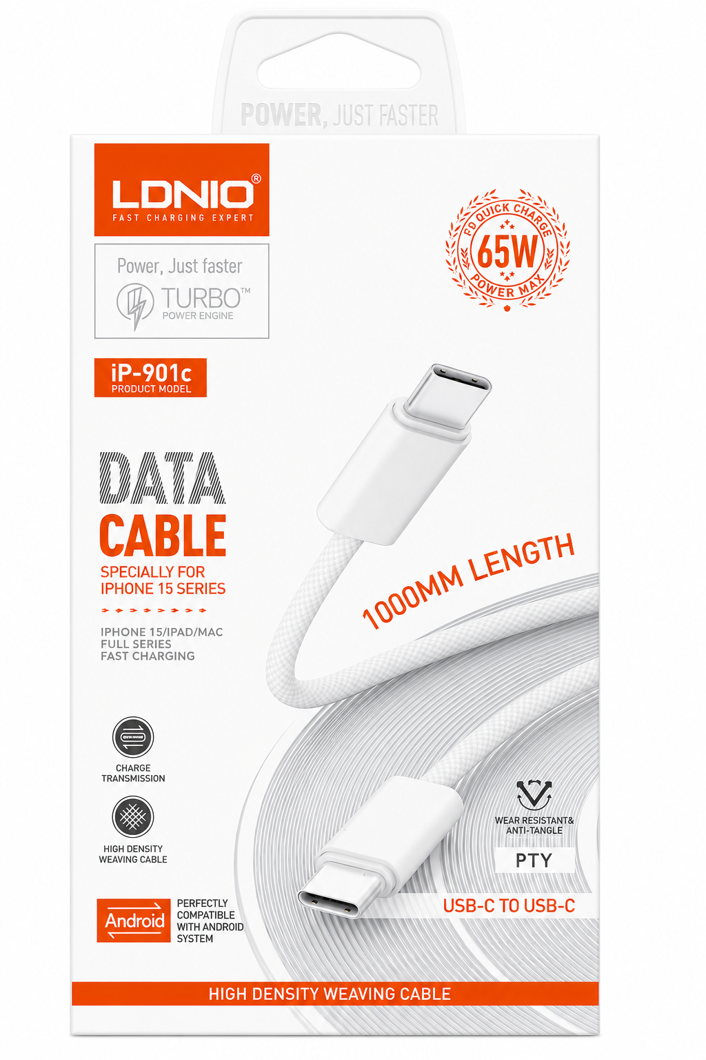 Cable LDNIO iP-901c  Tipo C a Tipo C / 65 W 1M