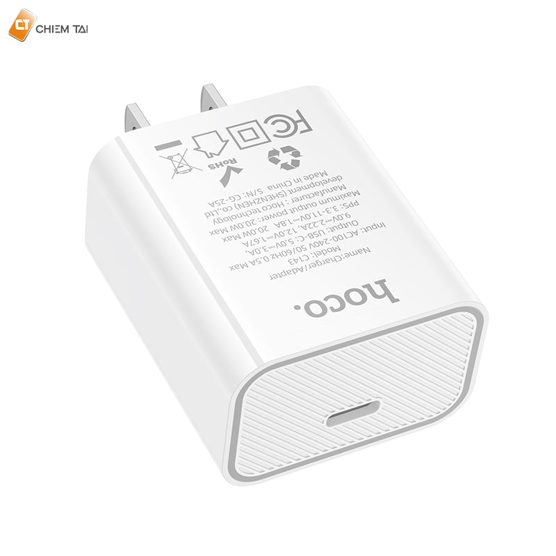Cargador de un solo puerto HOCO / C143 PD 20W