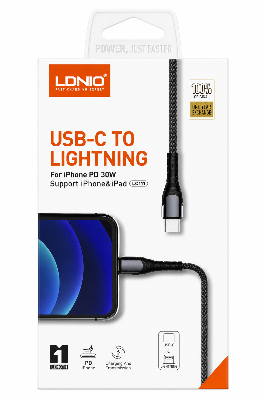 CABLE LDNIO USB-C a LIGHTNING 1M
