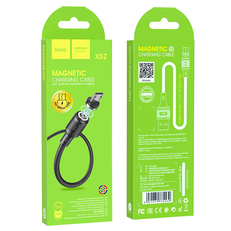 Cable USB a Micro-USB de carga magnética Hoco X52
