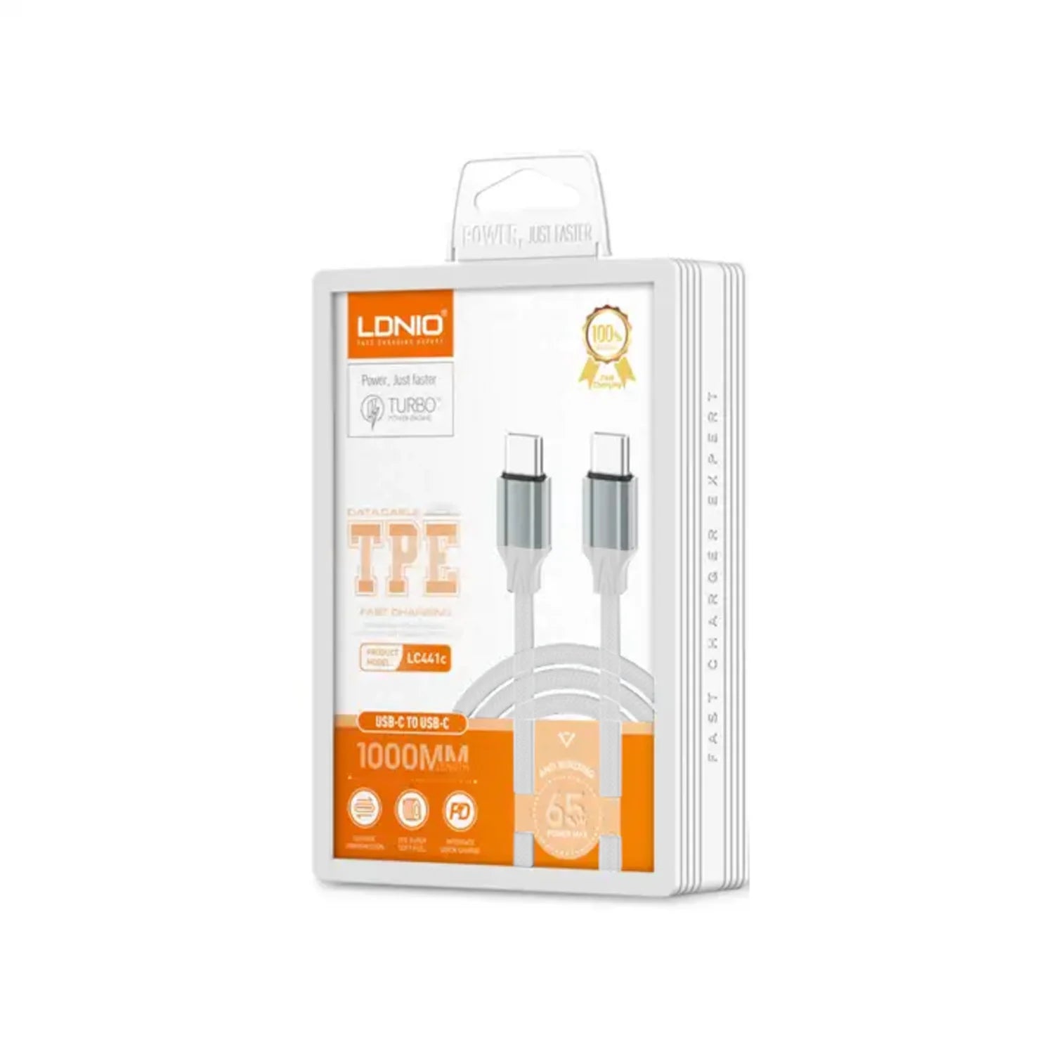 CABLE LDNIO LC441C DE CARGA RÁPIDA USB-C A USB-C 65W DE 1 M