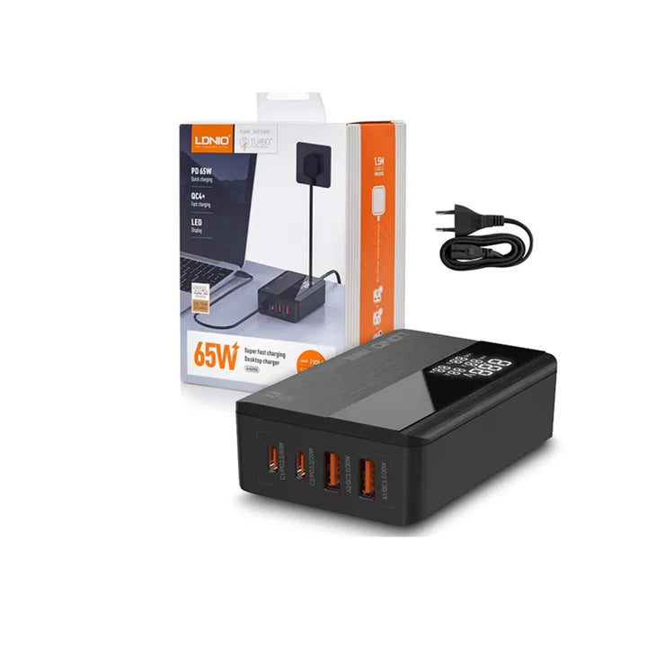 Cargador LDNIO A4808Q / PD 65W 4 PUERTOS (2 USB & 2 TIPO C)