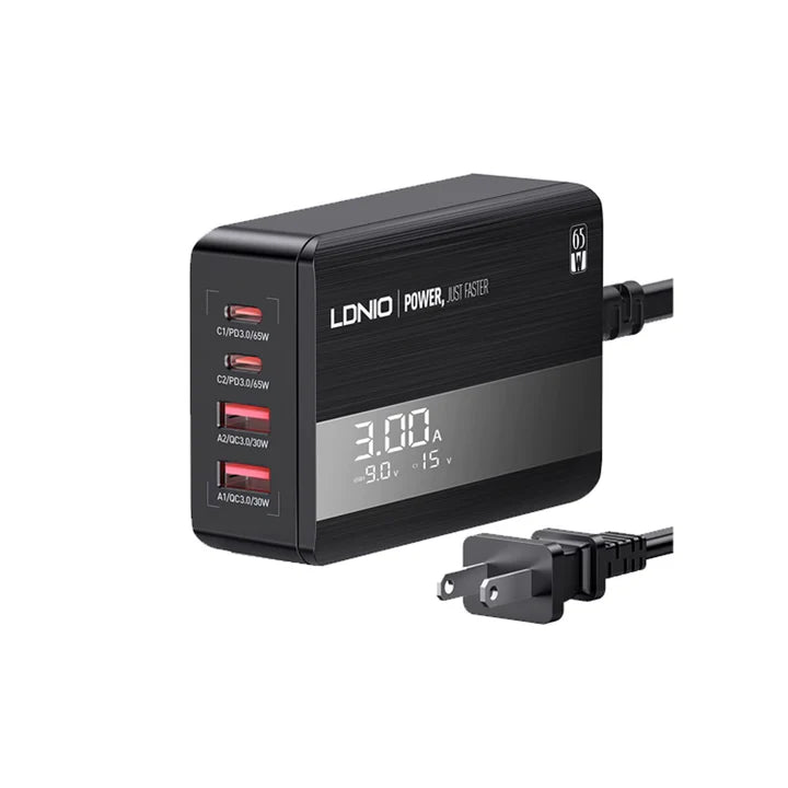 Cargador LDNIO A4808Q / PD 65W 4 PUERTOS (2 USB & 2 TIPO C)