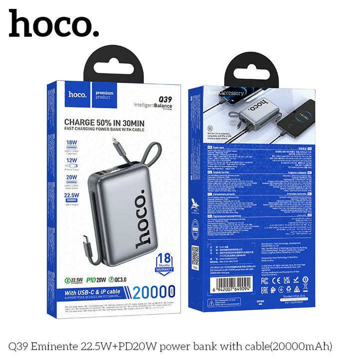 Cargador Portatil Hoco Q39 / 22.5W  20000mAh